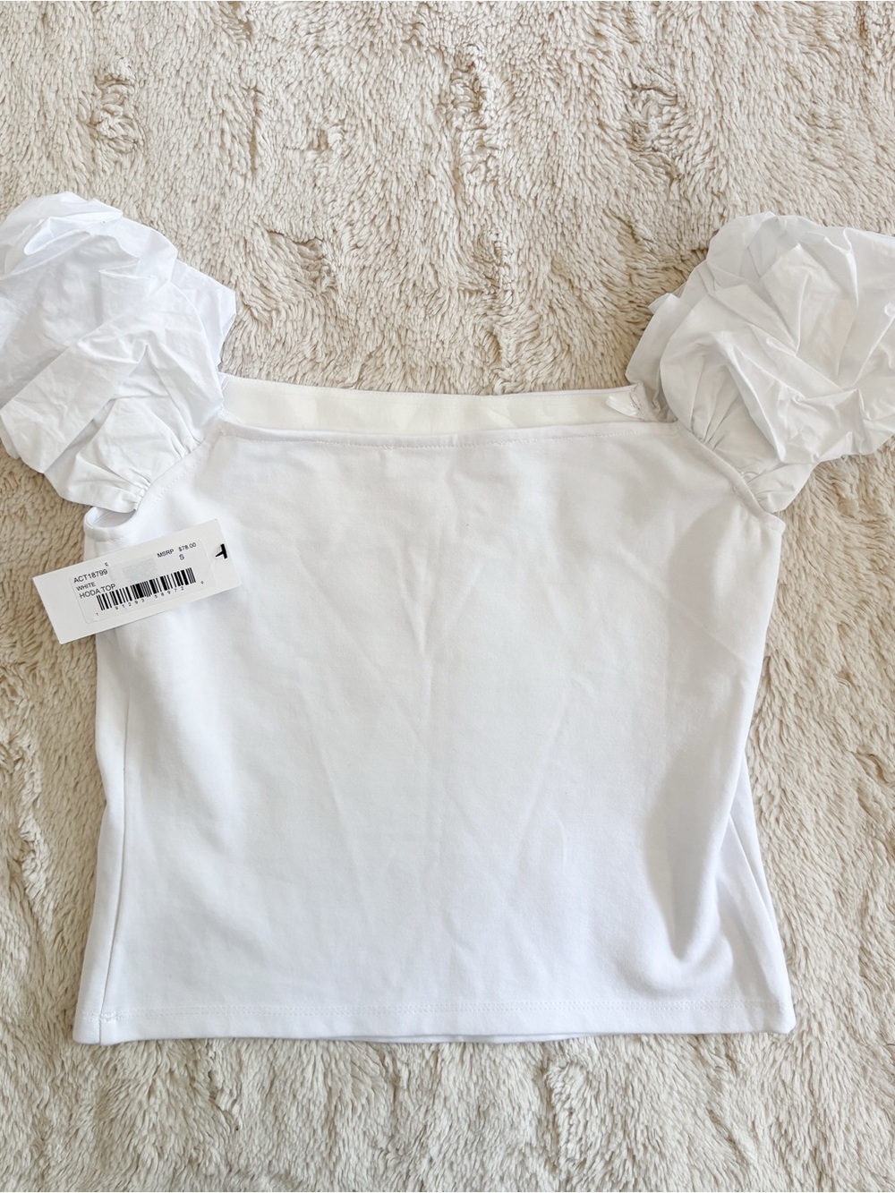 ASTR The Label Hoda Top Small White Puff Sleeve Square Neck NWT - Picture 5 of 7